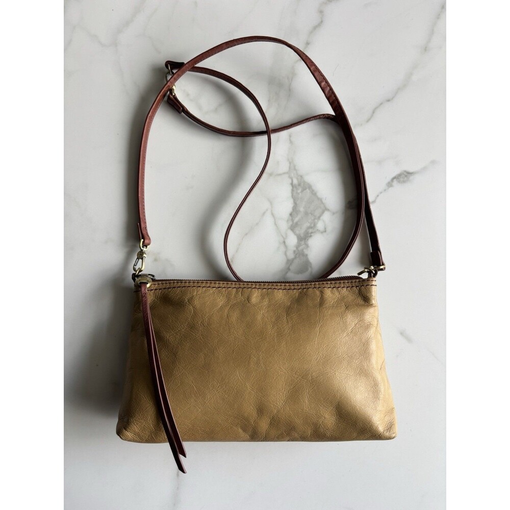 HOBO 3-in-1 Convertible Leather Crossbody Short Shoulder Bag Wristlet Tan Y2K